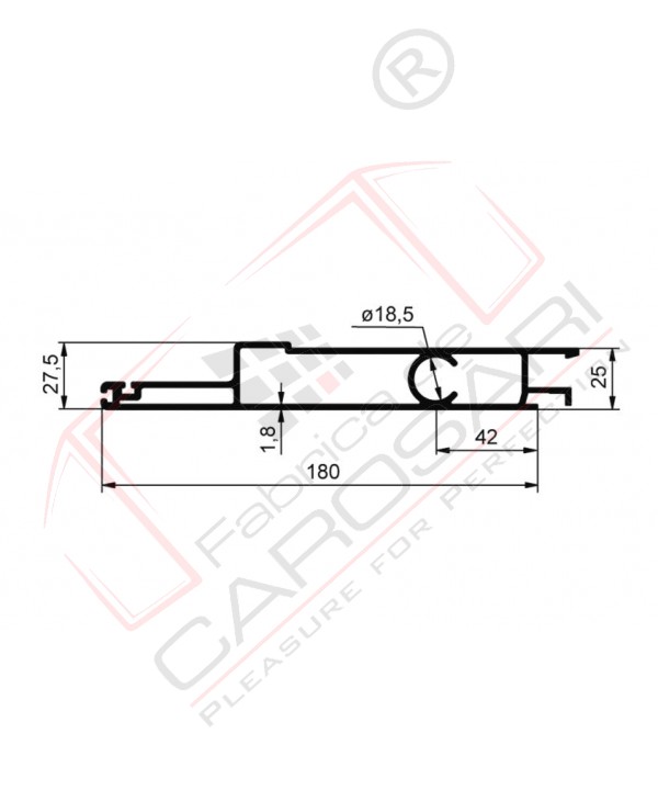 Door profile 180mm middle R, anodized