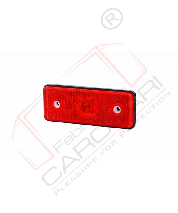 LED marker light with reflective device - white,holder behind the lamp red, 1 LED marker light with reflective device HOR 42, rectangular, 12/24V, with a holder behind the lamp - red