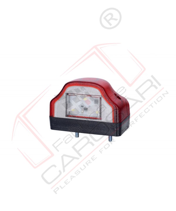 Universal number plate and position lighting, white+red, with 6 LED HOR47, 12/24v, 0.2/0.5w, cable 2x0,75mm, length 0.45m